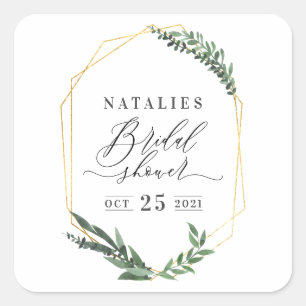 Aquarellgrün florierendes elegantes Brautparty Quadratischer Aufkleber