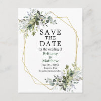 Aquarellgrün Geo Rahmen Save the Date grün