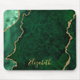 Aquarellgrün Goldmarmor Agate Geode Mousepad