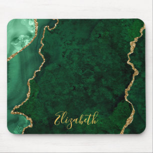 Aquarellgrün Goldmarmor Agate Geode Mousepad