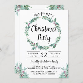 Aquarellgrün Heiliger Kranz Weihnachtsfest Party Einladung