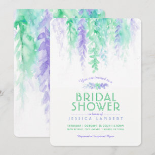 Aquarellgrün lila Brautdusche Einladungen