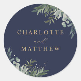 Aquarellgrün | Navy Wedding Umschlag Aufkleber