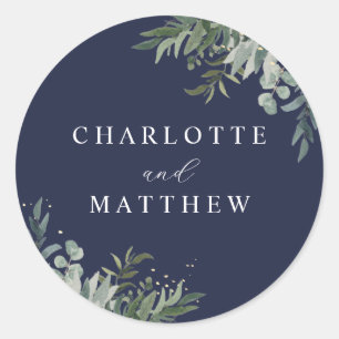 Aquarellgrün Navy Wedding Umschlag Aufkleber