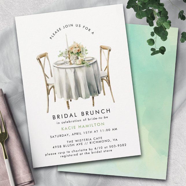 Aquarellgrün | Niedlich Modern Bridal Brunch Einladung (Von Creator hochgeladen)