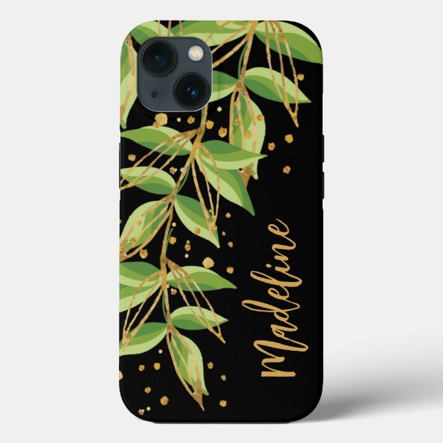 Aquarellgrün Personalisiert Case-Mate iPhone Hülle (Rückseite)