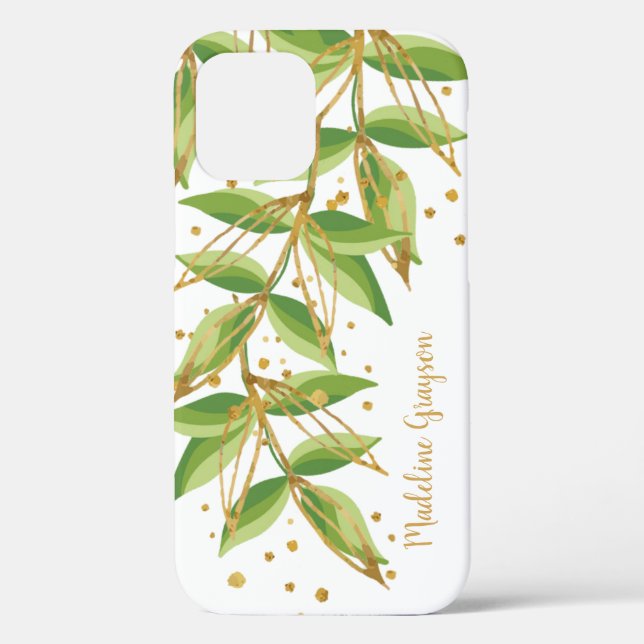 Aquarellgrün Personalisiert Case-Mate iPhone Hülle (Rückseite)