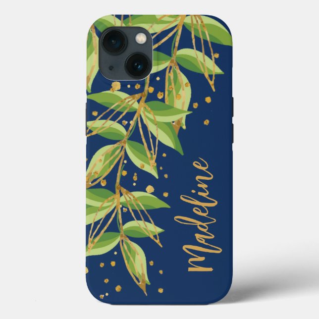 Aquarellgrün Personalisiert Case-Mate iPhone Hülle (Rückseite)