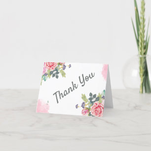 Aquarellgrün Rosa Blume Danke Karte