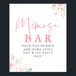 Aquarellgrün Rosa Blumenstrauß Mimosa Bar Sign Poster<br><div class="desc">Rosa Brautparty Mimosa Bar sign Poster</div>