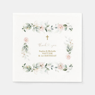 Aquarellgrün Rosa Blütengoldentaufen Serviette