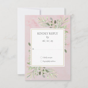 Aquarellgrün Rosa Marmormor Hochzeit RSVP