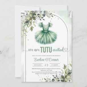 Aquarellgrün Tutu Kleid Eukalyptus und Gold Einladung