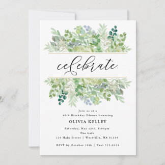 Aquarellgrün und Foliage Party Einladung