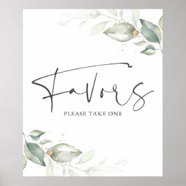 Aquarellgrün und Gold Blätter Favoriten Zeichen Poster