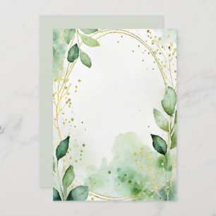 Aquarellgrün und Goldblanke Hochzeit Einladung