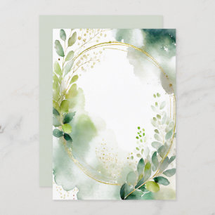 Aquarellgrün und Goldblanke Hochzeit Einladung