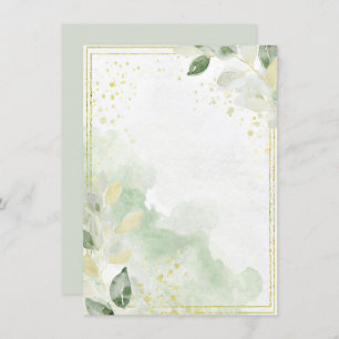 Aquarellgrün und Goldblanke Hochzeit Einladung