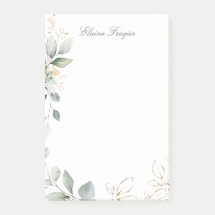 Aquarellgrün und Goldfolien Post-it Klebezettel