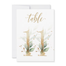 Aquarellgrün und Goldfolien, Tischnummer 11