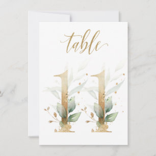 Aquarellgrün und Goldfolien, Tischnummer 11