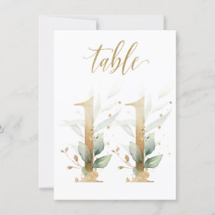 Aquarellgrün und Goldfolien, Tischnummer 11