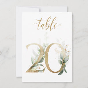 Aquarellgrün und Goldfolien, Tischnummer 20