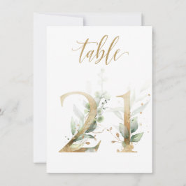 Aquarellgrün und Goldfolien, Tischnummer 21