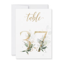 Aquarellgrün und Goldfolien, Tischnummer 37