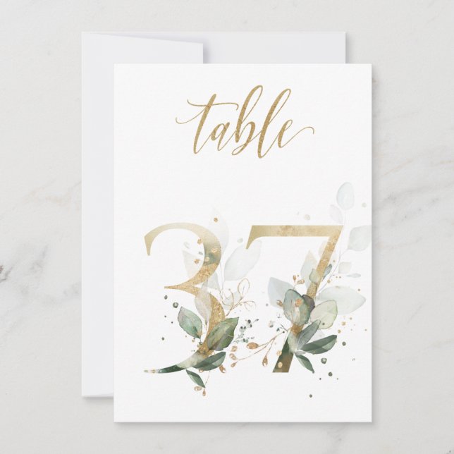 Aquarellgrün und Goldfolien, Tischnummer 37 (Vorderseite)