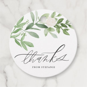 Aquarellgrün und Weiße Blume Vielen Dank Geschenkanhänger