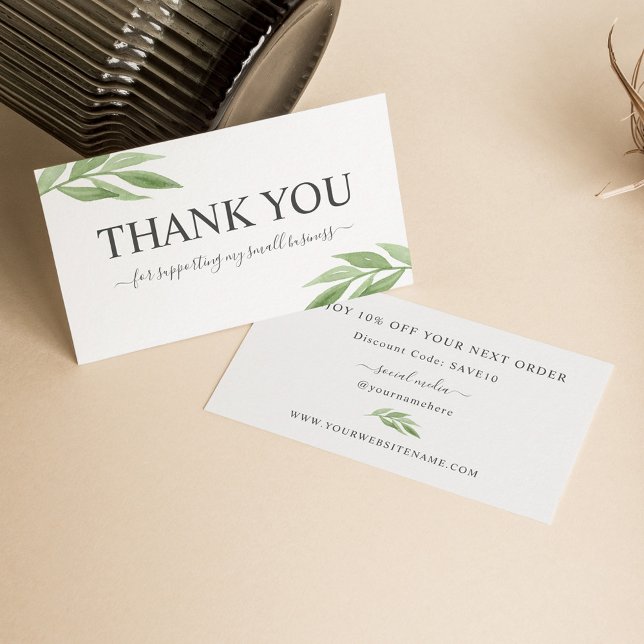 Aquarellgrün Vielen Dank für Ihre Bestellung Visitenkarte (Von Creator hochgeladen)