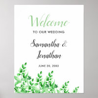 Aquarellgrün | Willkommen bei unserer Hochzeit