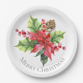 Aquarellgrün zu Weihnachten Pappteller