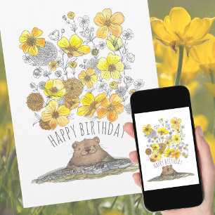 Aquarellgrundierung und Buttercups Glücklich zum G Karte