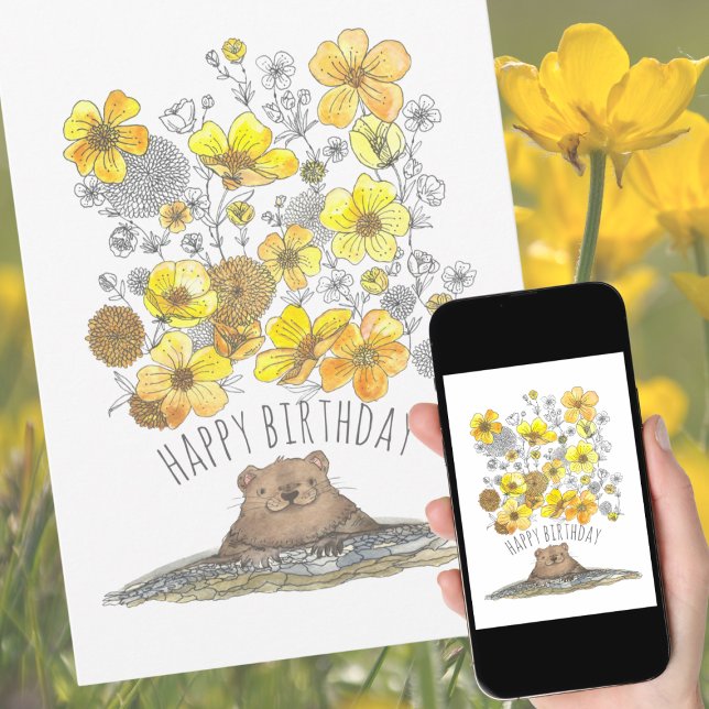 Aquarellgrundierung und Buttercups Glücklich zum G Karte (Von Creator hochgeladen)