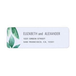 Aquarellgrüne Blätter. Blaue Hochzeitserklärung