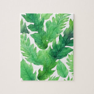 Aquarellgrüne Blätter Puzzle