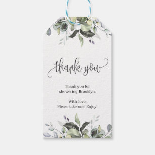 Aquarellgrüne Boho Blätter Brautparty Geschenkanhänger