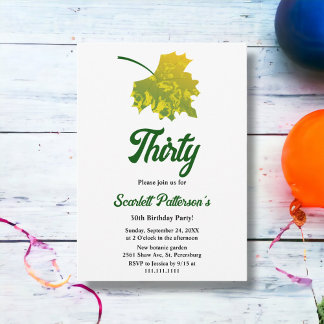 Aquarellgrüne Herbstlaube Herbst 30. Geburtstag Einladung