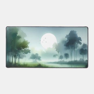 Aquarellgrüne Landschaften unter der Mitternachtss Schreibtischunterlage