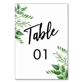 Aquarellgrüne, Lässige Handschrift Typografie Tischnummer