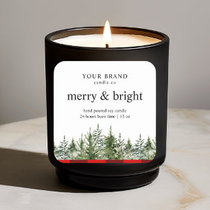 "Aquarellgrüne Pine Tree & Red Buffalo Kariert Quadratischer Aufkleber