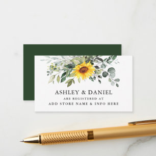 Aquarellgrüne Sonnenblumen-Hochzeitsregister Begleitkarte