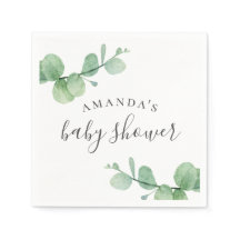 Aquarellgrüner Eukalyptus. Grüne Babydusche