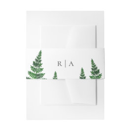 Aquarellgrüner Farn. Waldhochzeit Einladungsbanderole