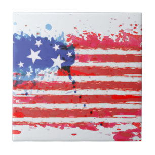 Aquarellgrunge Amerikanische Flagge Fliese