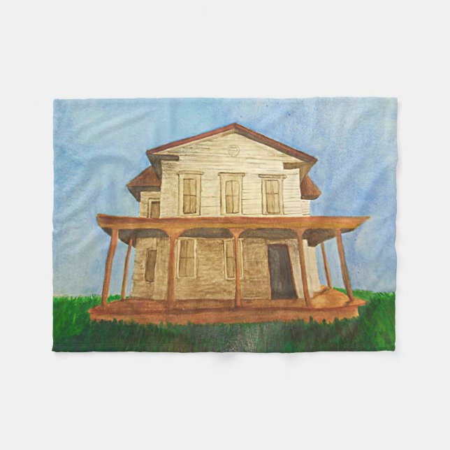 Aquarellhaus Fleecedecke (Vorderseite (Horizontal))