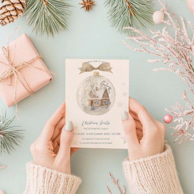 Aquarellhaus in Snow Globe Weihnachten Einladung (Von Creator hochgeladen)