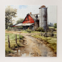 Aquarellhaus mit Silo Puzzle